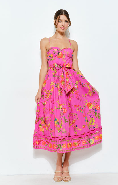 Hot Pink Aruba Vacay Print Maxi Dress