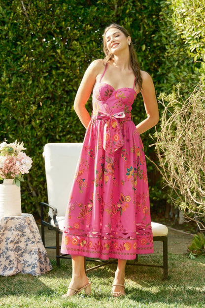 Hot Pink Aruba Vacay Print Maxi Dress