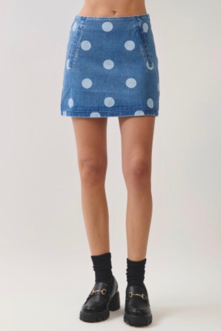 The Dotty Darling Denim Mini Skirt