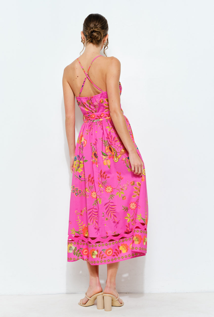 Hot Pink Aruba Vacay Print Maxi Dress