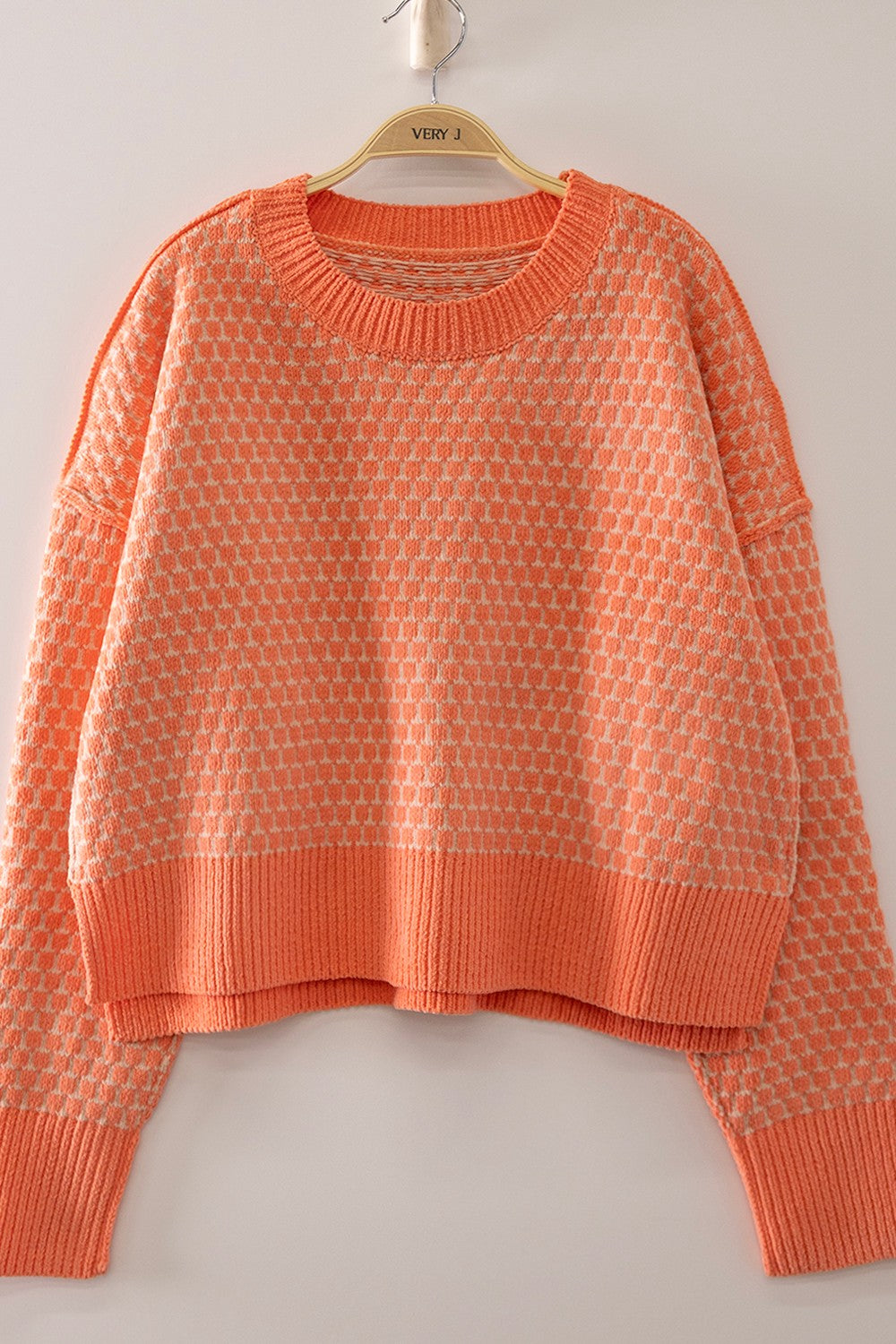 Confetti Check Sweater (Seafoam, Bubblegum & Orange)