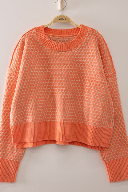 Confetti Check Sweater (Seafoam, Bubblegum & Orange)