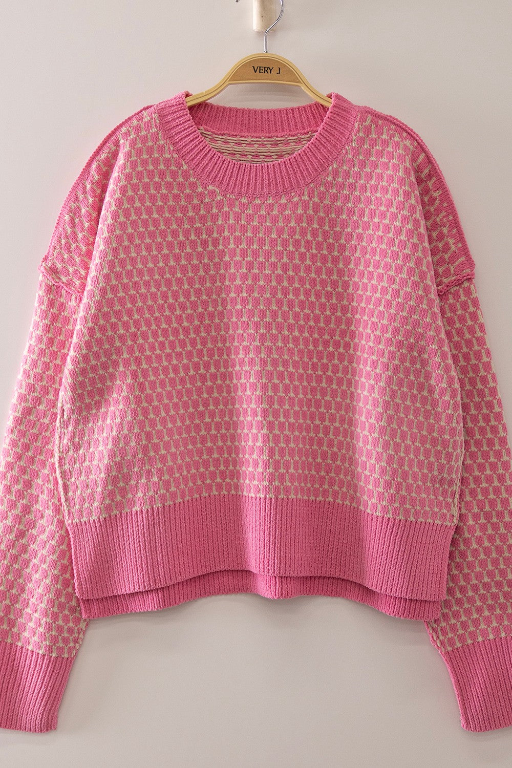 Confetti Check Sweater (Seafoam, Bubblegum & Orange)