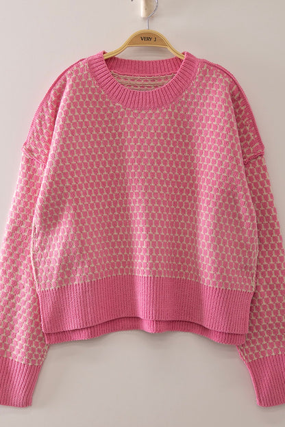Confetti Check Sweater (Seafoam, Bubblegum & Orange)