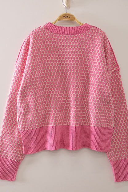 Confetti Check Sweater (Seafoam, Bubblegum & Orange)