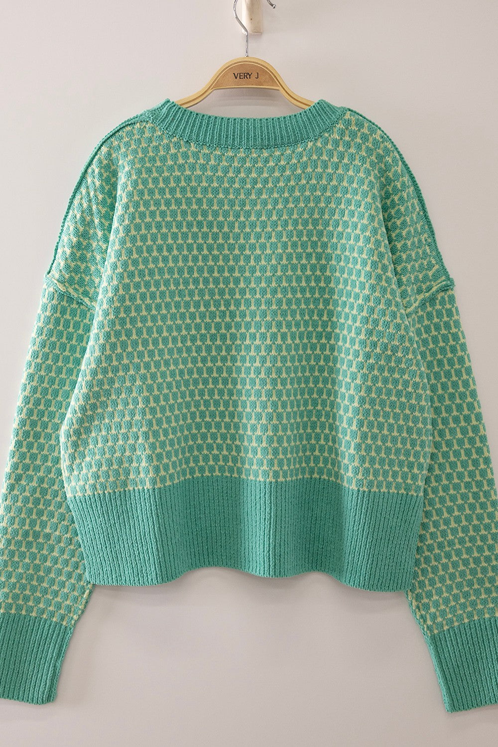 Confetti Check Sweater (Seafoam, Bubblegum & Orange)