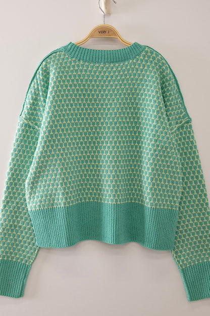 Confetti Check Sweater (Seafoam, Bubblegum & Orange)