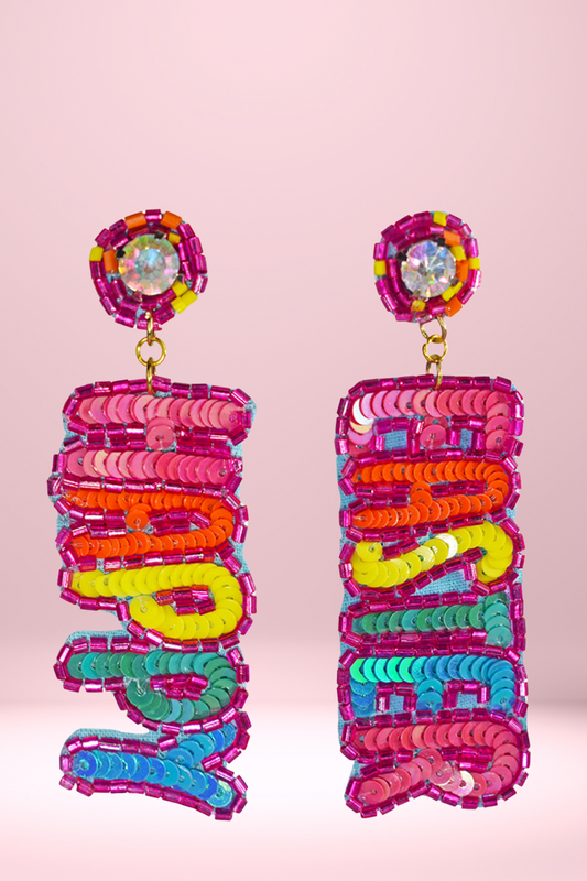 Happy Easter Beaded Dangle Earrings