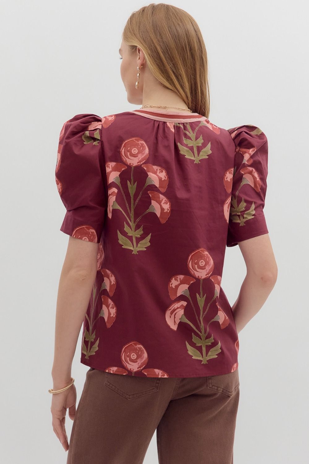 The Vineyard Chic Blouse - Burgundy