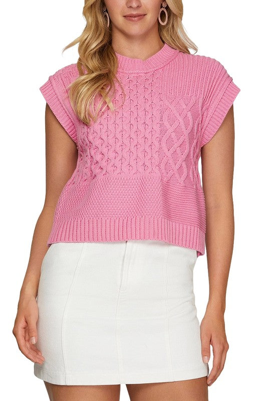 Cotton Candy Cable Knit Top
