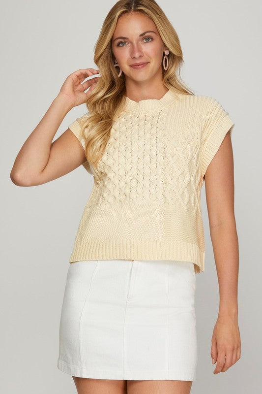 Vanilla Twist Cable Knit Top