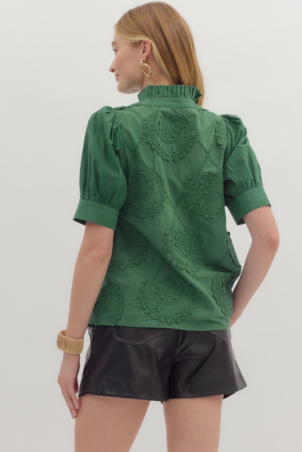 Emerald Bloom Eyelet Top