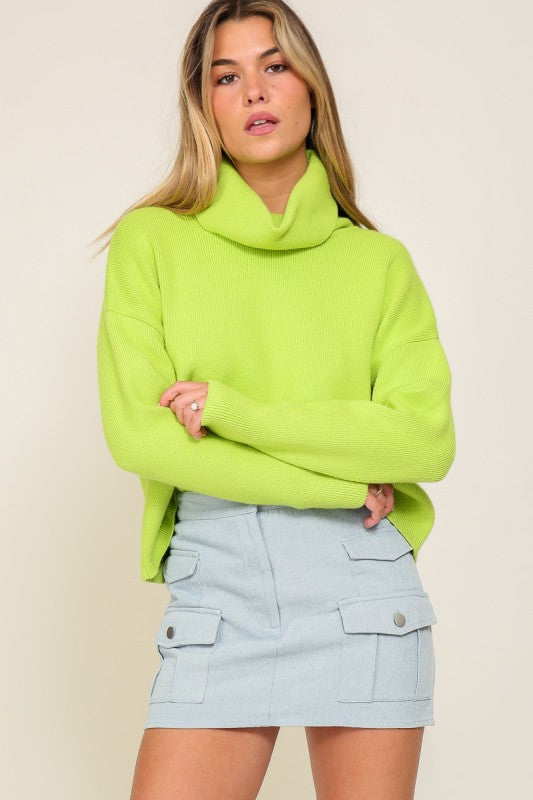 The Lime Light Turtleneck Sweater - Milo & Lily Boutique