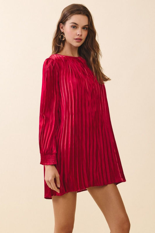 Velvet Crush Pleated Mini Dress