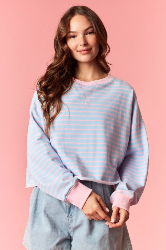 Bubblegum Breeze Cropped Pullover - Milo & Lily Boutique