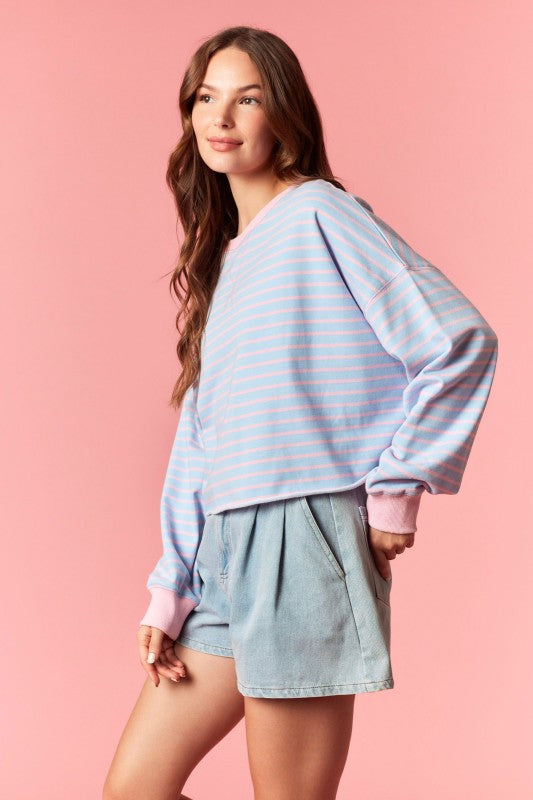 Bubblegum Breeze Cropped Pullover - Milo & Lily Boutique