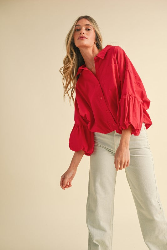 The Berry Red Poplin Top - Milo & Lily Boutique