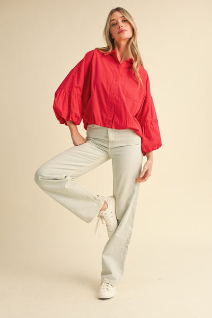 The Berry Red Poplin Top - Milo & Lily Boutique