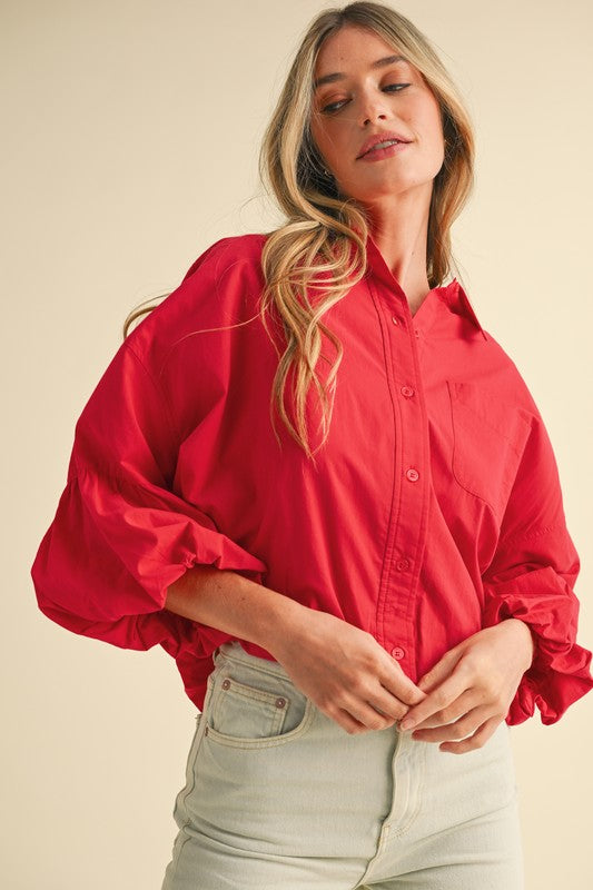 The Berry Red Poplin Top - Milo & Lily Boutique