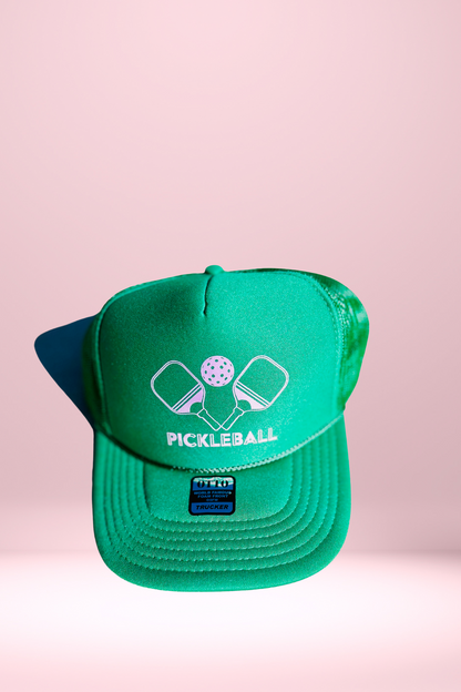 Green Pickleball Foam Mesh Trucker Hat Cap
