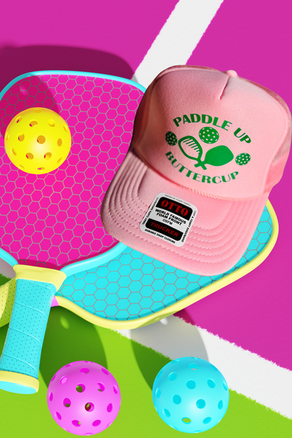 Pink Paddle Up Buttercup Pickleball Trucker Hat