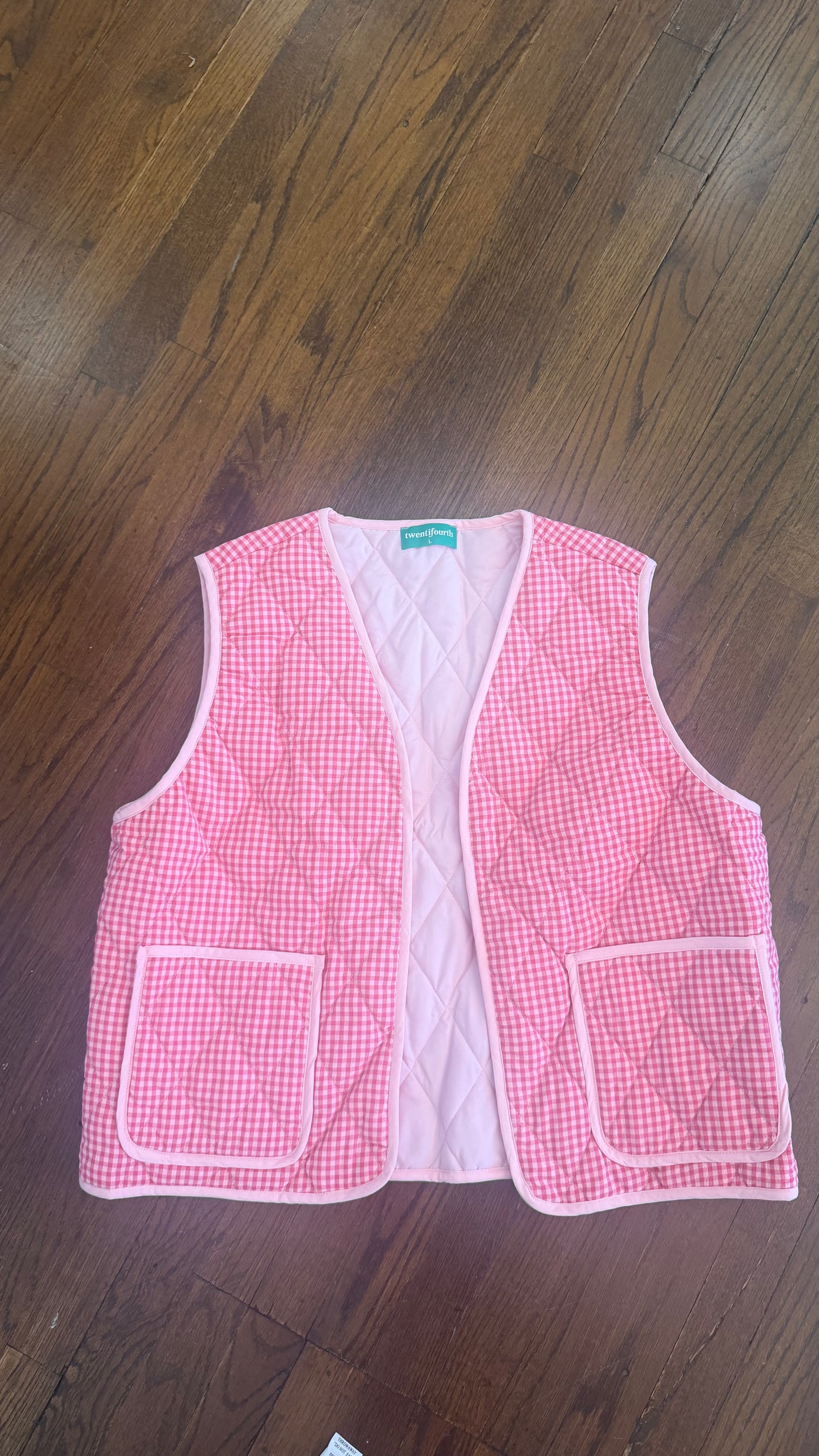 Pretty in Pink Gingham Quilted Vest