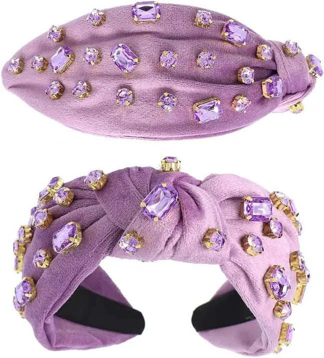 Lavender Jeweled Velvet Knotted Headband