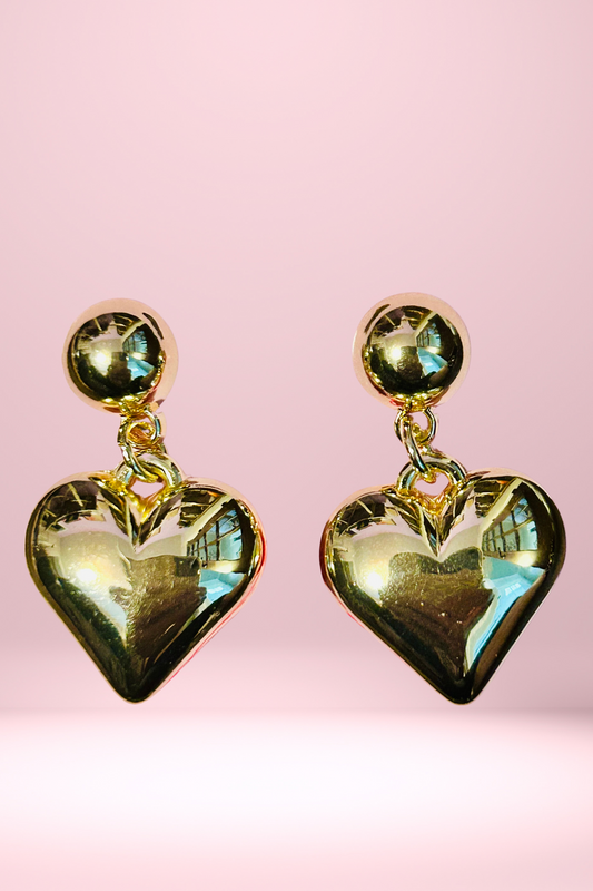 14K Dipped Gold Heart Drop Earrings