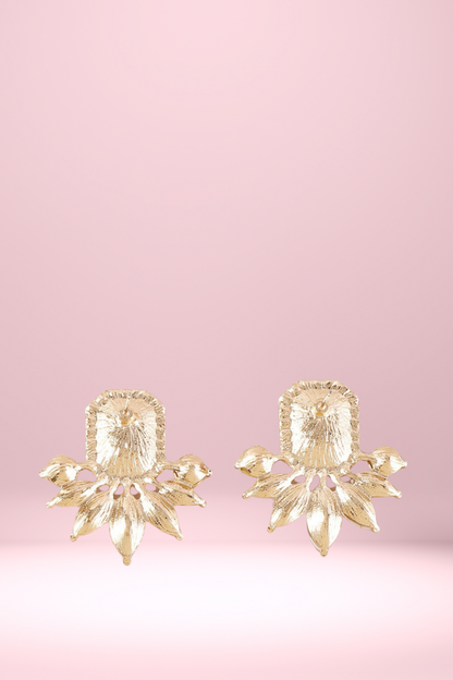 Large Starburst Crystal Stud Earrings - Pink