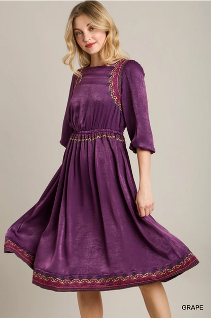 Deep Plum Satin Midi Dress - Milo & Lily Boutique