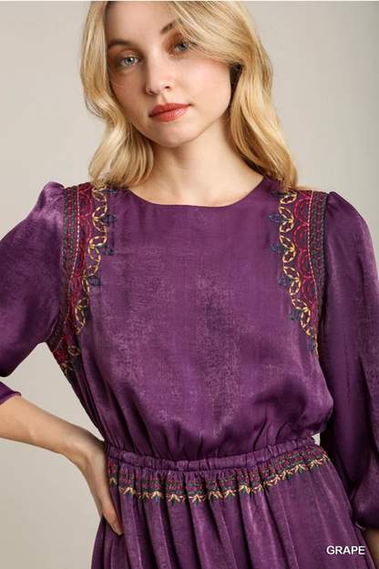 Deep Plum Satin Midi Dress - Milo & Lily Boutique