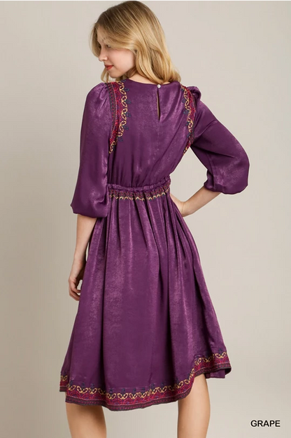 Deep Plum Satin Midi Dress - Milo & Lily Boutique