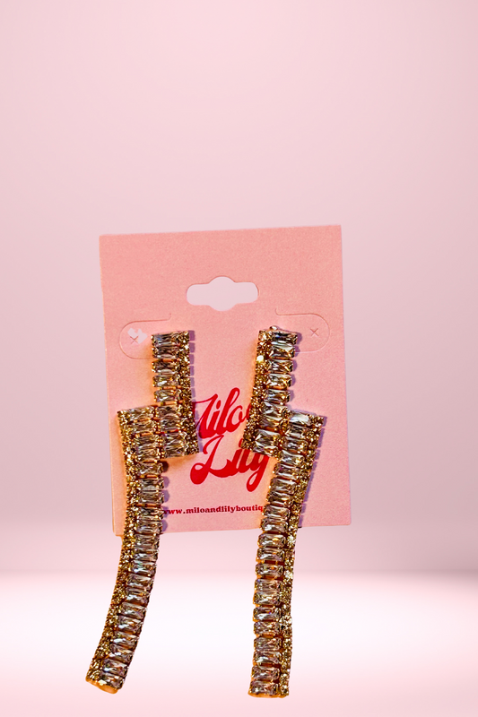 The Baguette Stone Linear Drop Earrings
