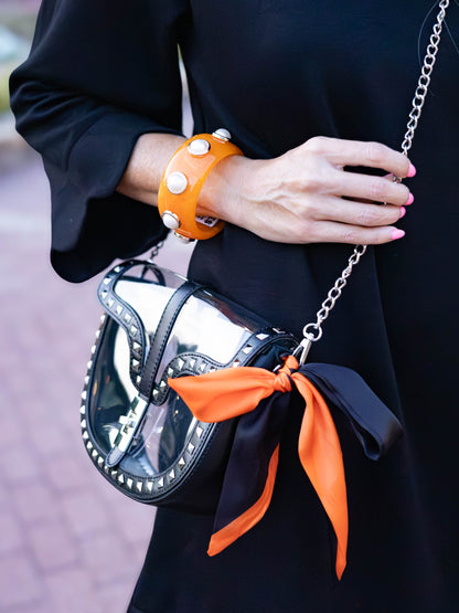 Orange Pearl Bangle Bracelet