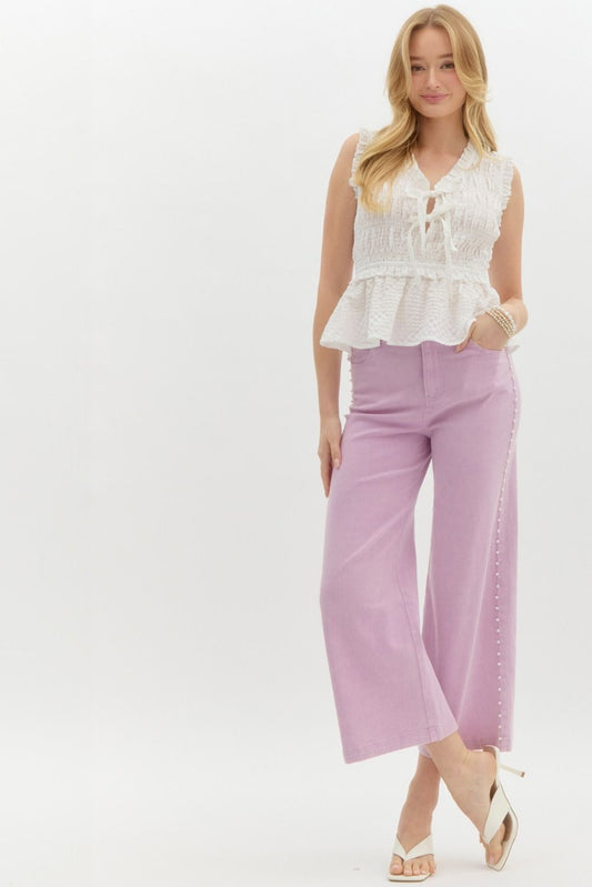 Dripping Pearl Lavender Wide Leg Denim