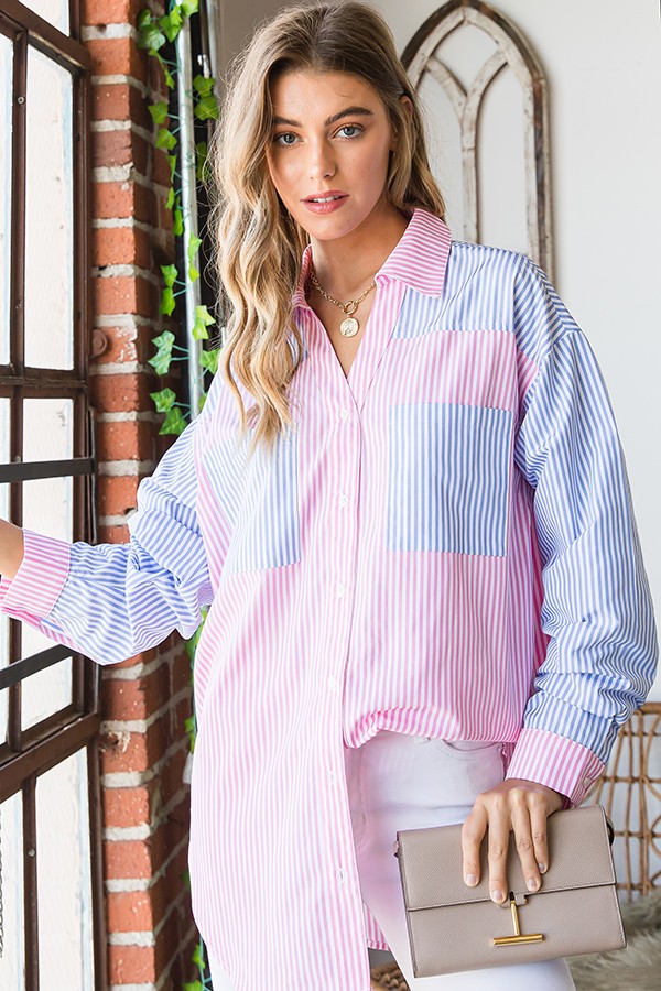 Multicolor Striped Button-Down Shirt