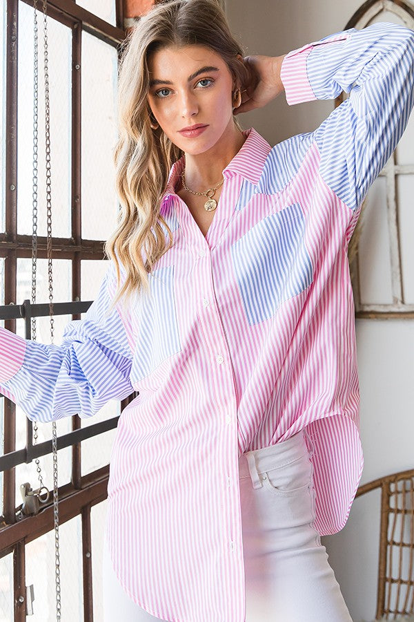 Multicolor Striped Button-Down Shirt