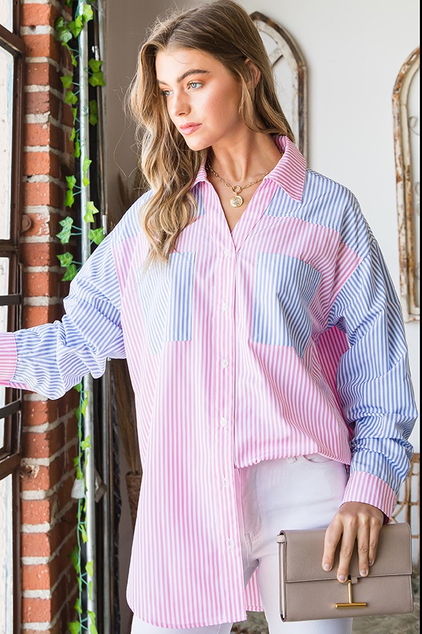 Multicolor Striped Button-Down Shirt