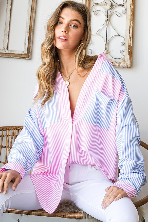 Multicolor Striped Button-Down Shirt