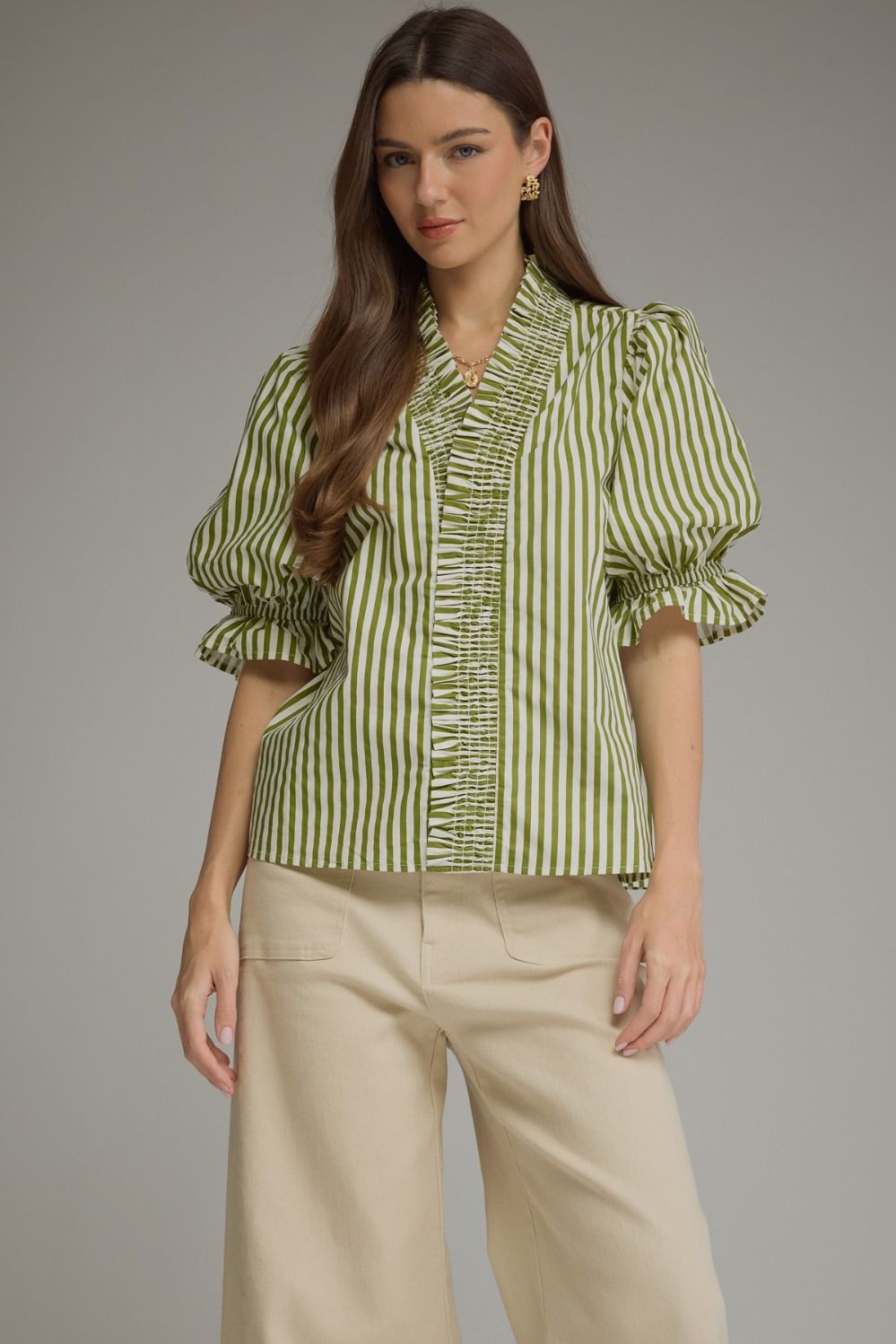 Olive Grove Smocked Stripe Blouse - Milo & Lily Boutique