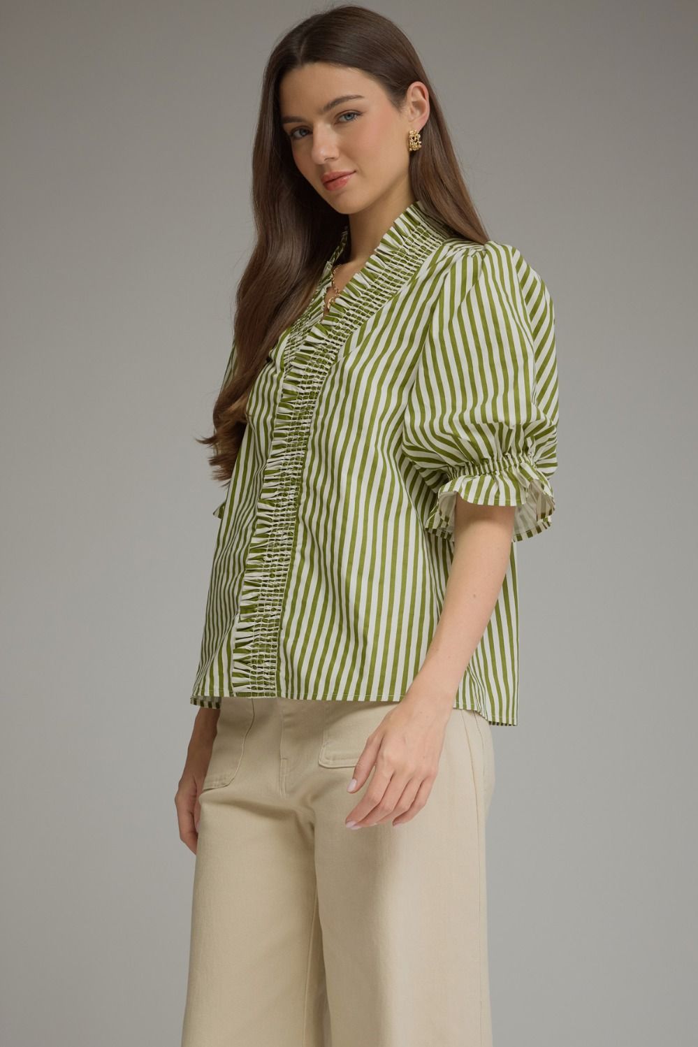 Olive Grove Smocked Stripe Blouse - Milo & Lily Boutique