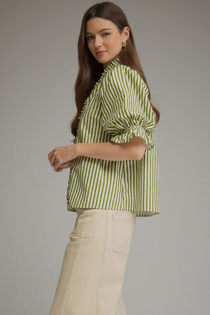 Olive Grove Smocked Stripe Blouse - Milo & Lily Boutique