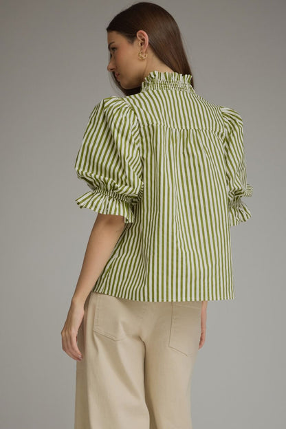 Olive Grove Smocked Stripe Blouse - Milo & Lily Boutique