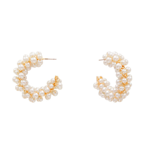 Pearl Bead Hoop Earrings