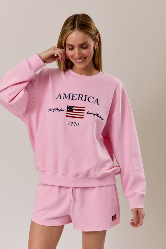 Sweet Liberty Pink Sweatshirt - Milo & Lily Boutique