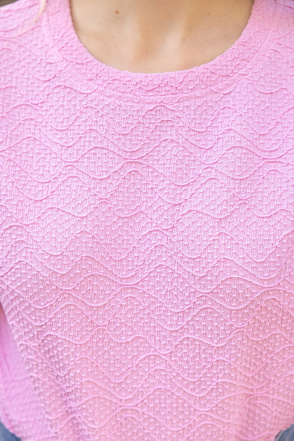 Pink Wavy Texture Blouse Voy