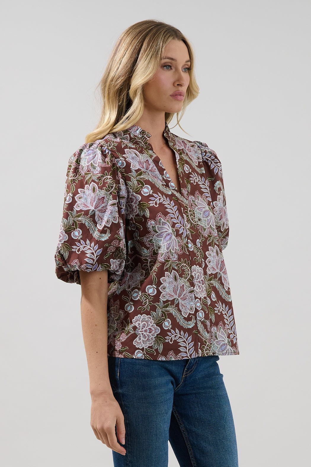 Sienna Rustic Brown Floral Blouse