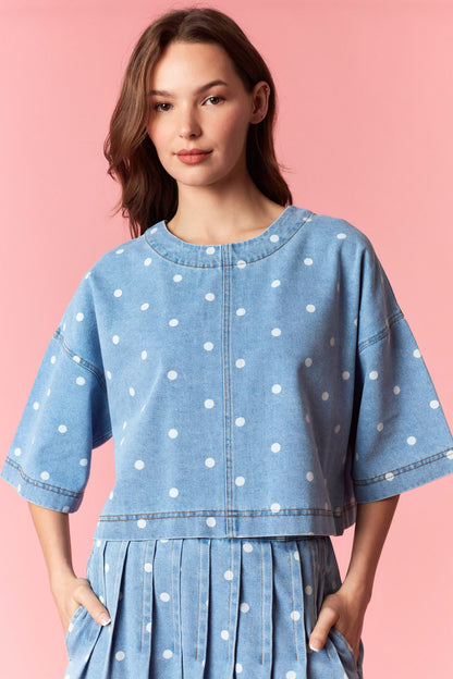 Polka Party Denim Top