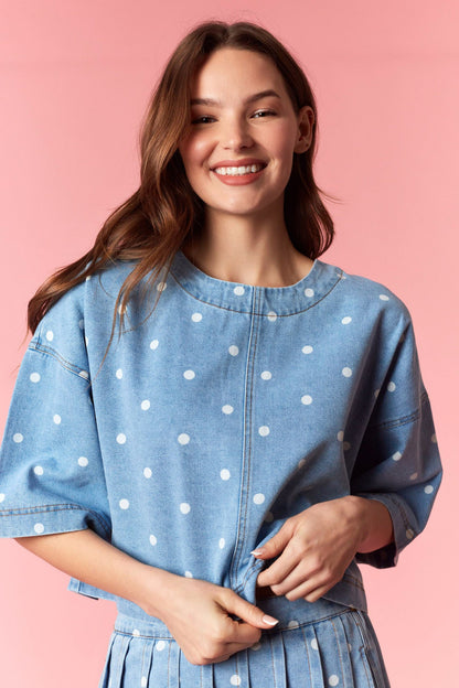 Polka Party Denim Top