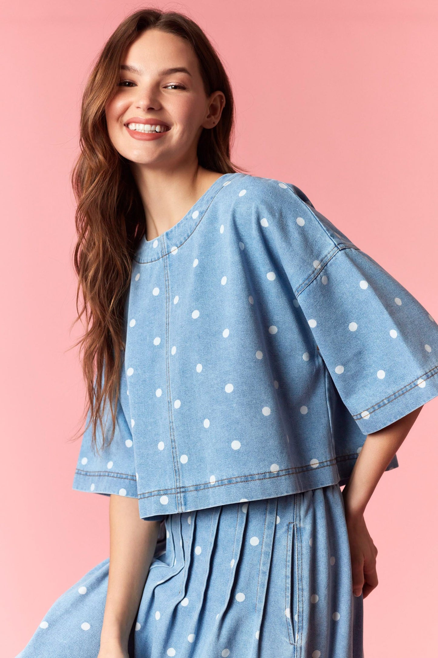 Polka Party Denim Top